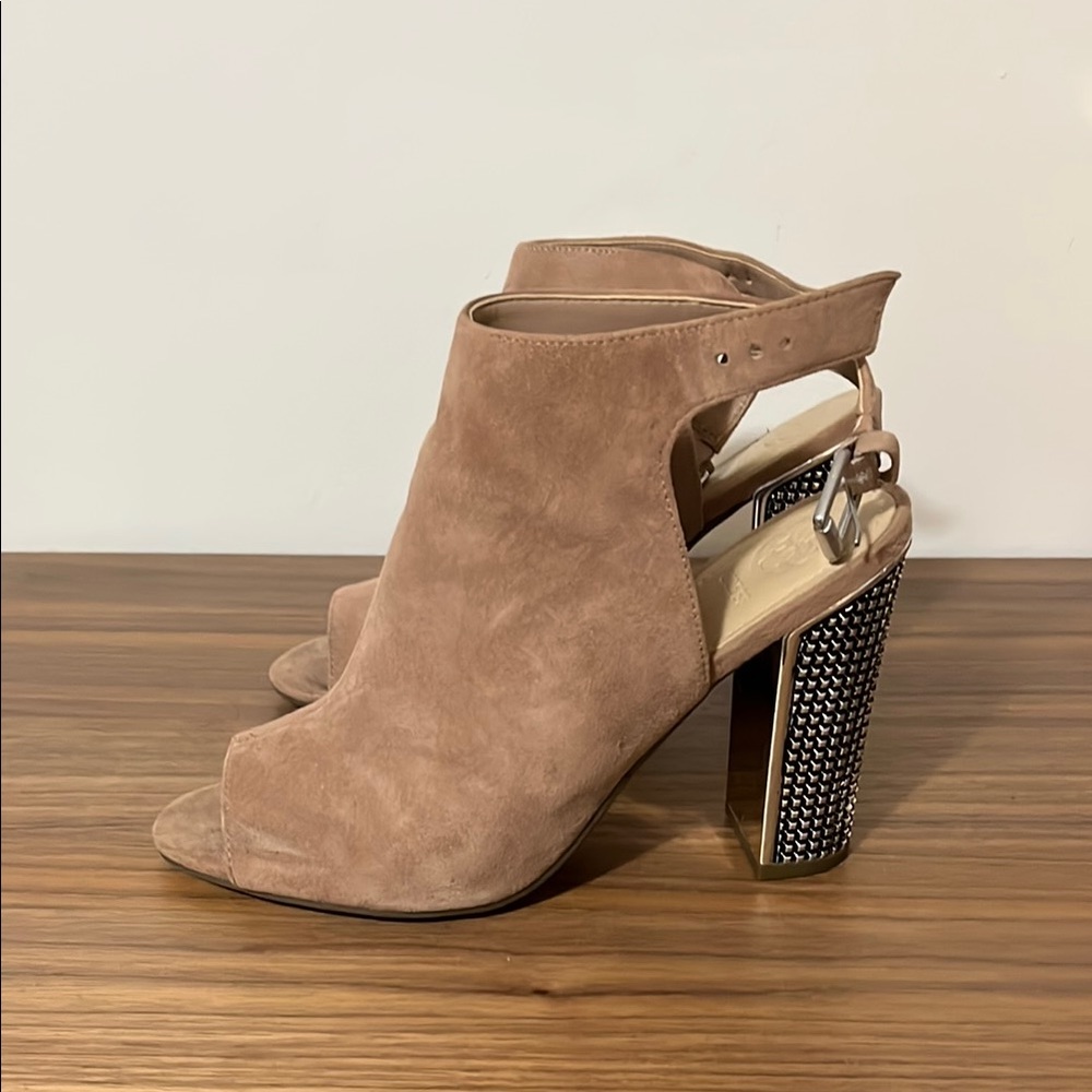 Elegant Tan Peep-Toe Heels